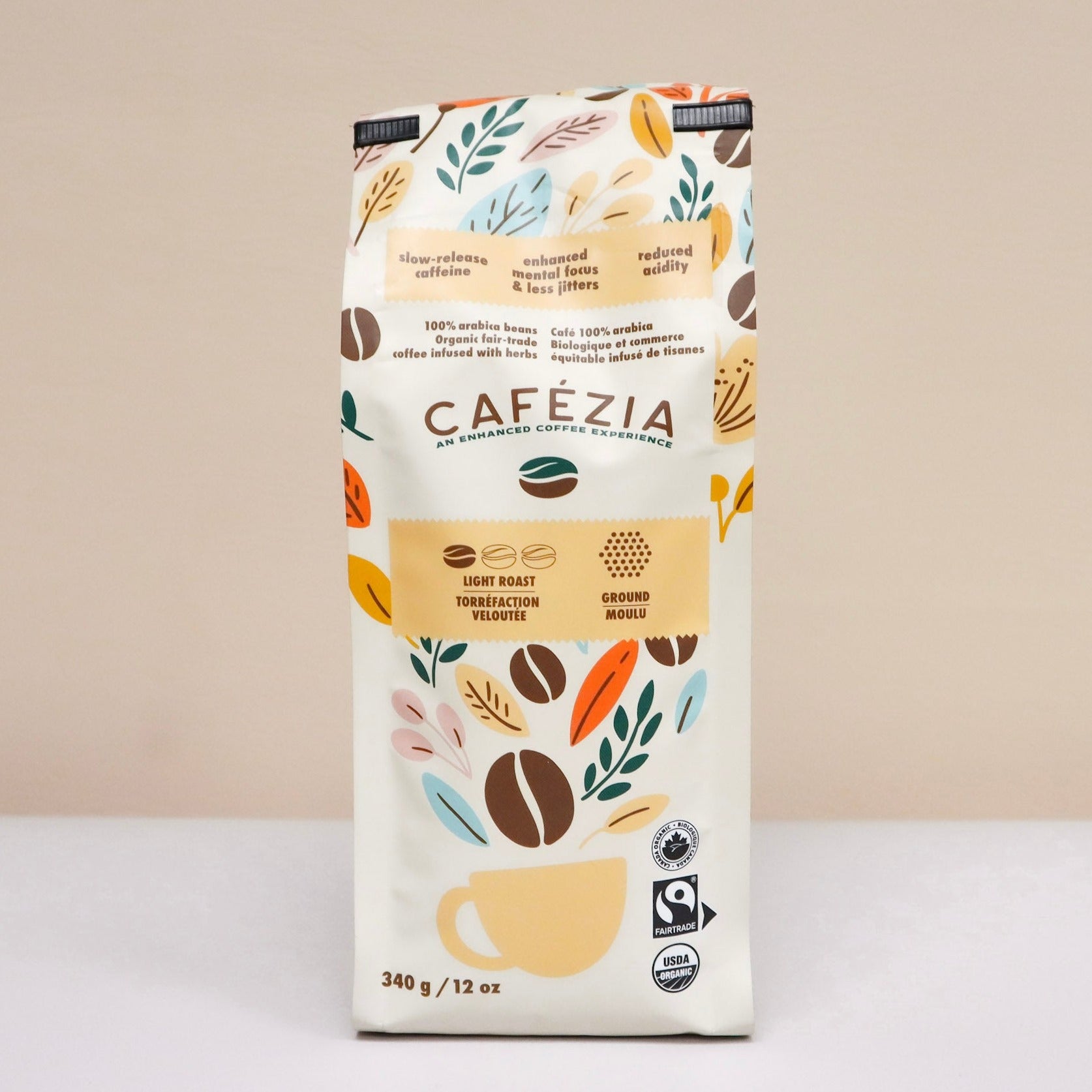 Cafezia - Light Roast Ground Coffee- 12 Oz