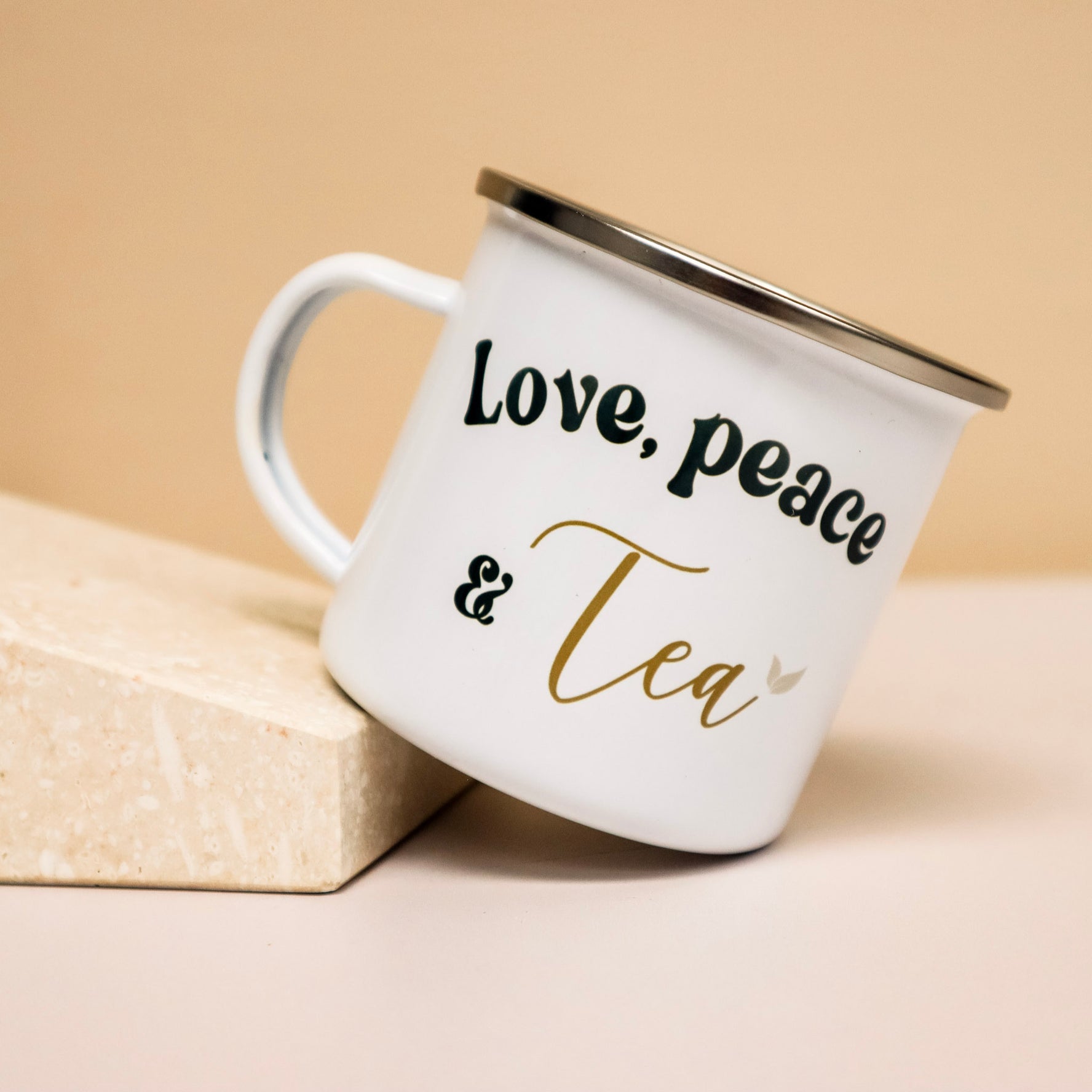 Love, Peace and Tea - Camper Mug (Customizable)